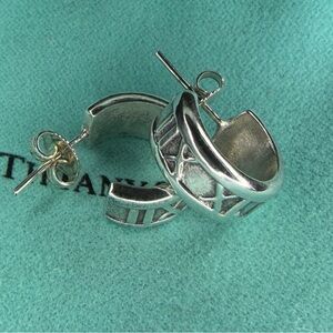 Tiffany & Co. Sterling Silver Atlas Roman Numeral Hoop Earrings